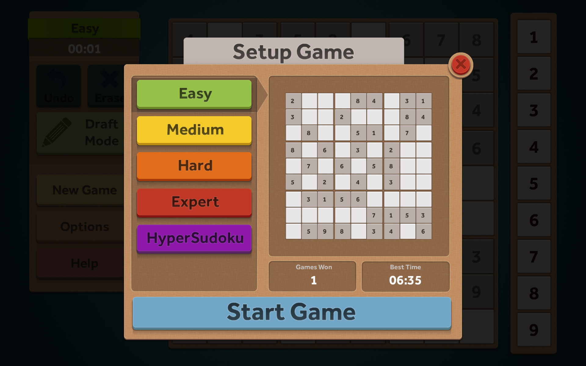 Simple Sudoku. Hip Sudoku классическая игр.